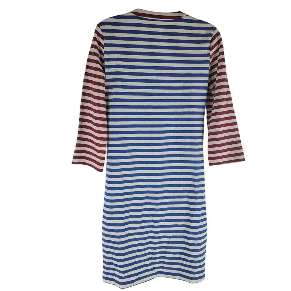 J crew Striped Lace Up Maxi Dress 3/4 Sleeve Multi Color Size XS